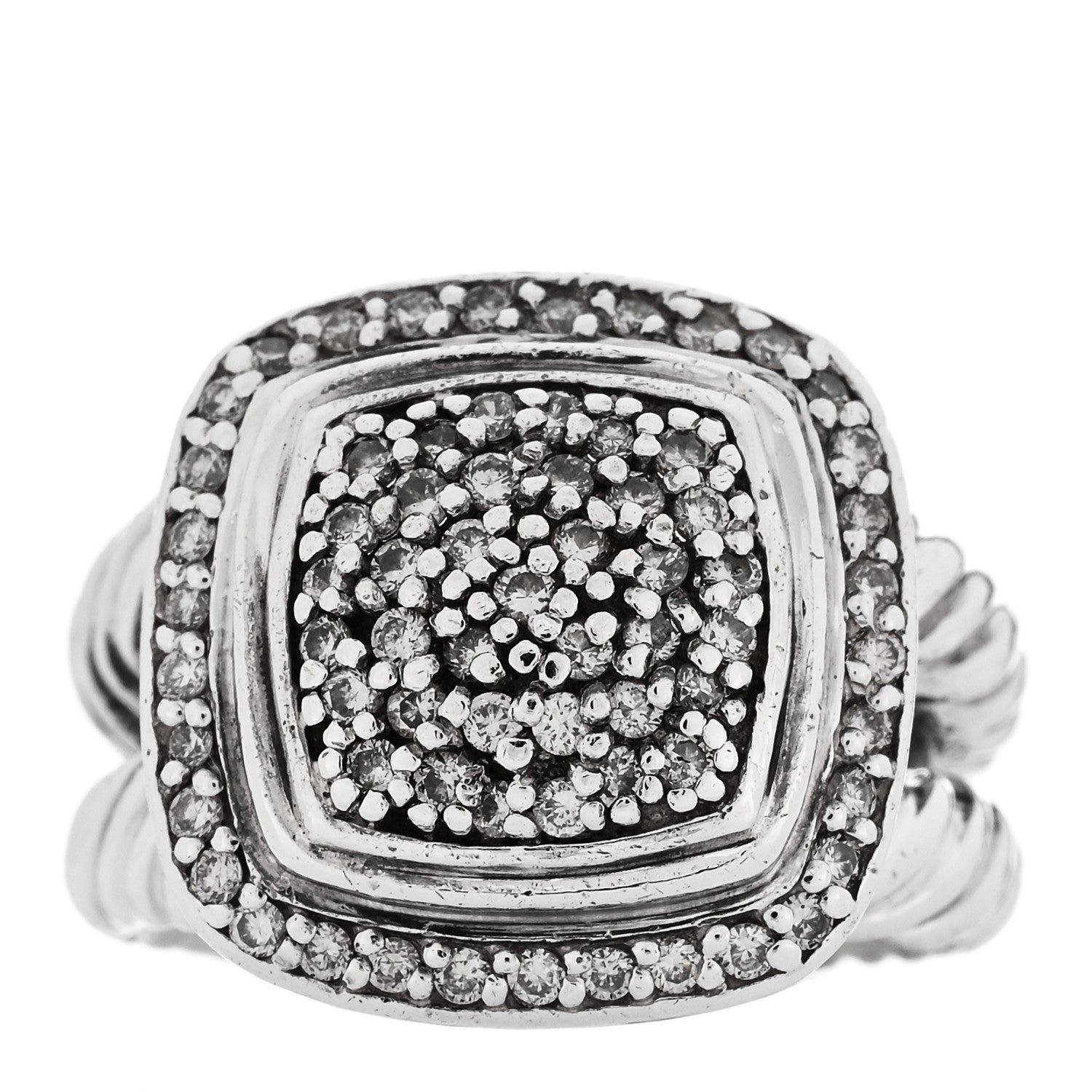 David Yurman Sterling Silver Diamond 11mm Albion Pave Ring 52 6 1 of 6