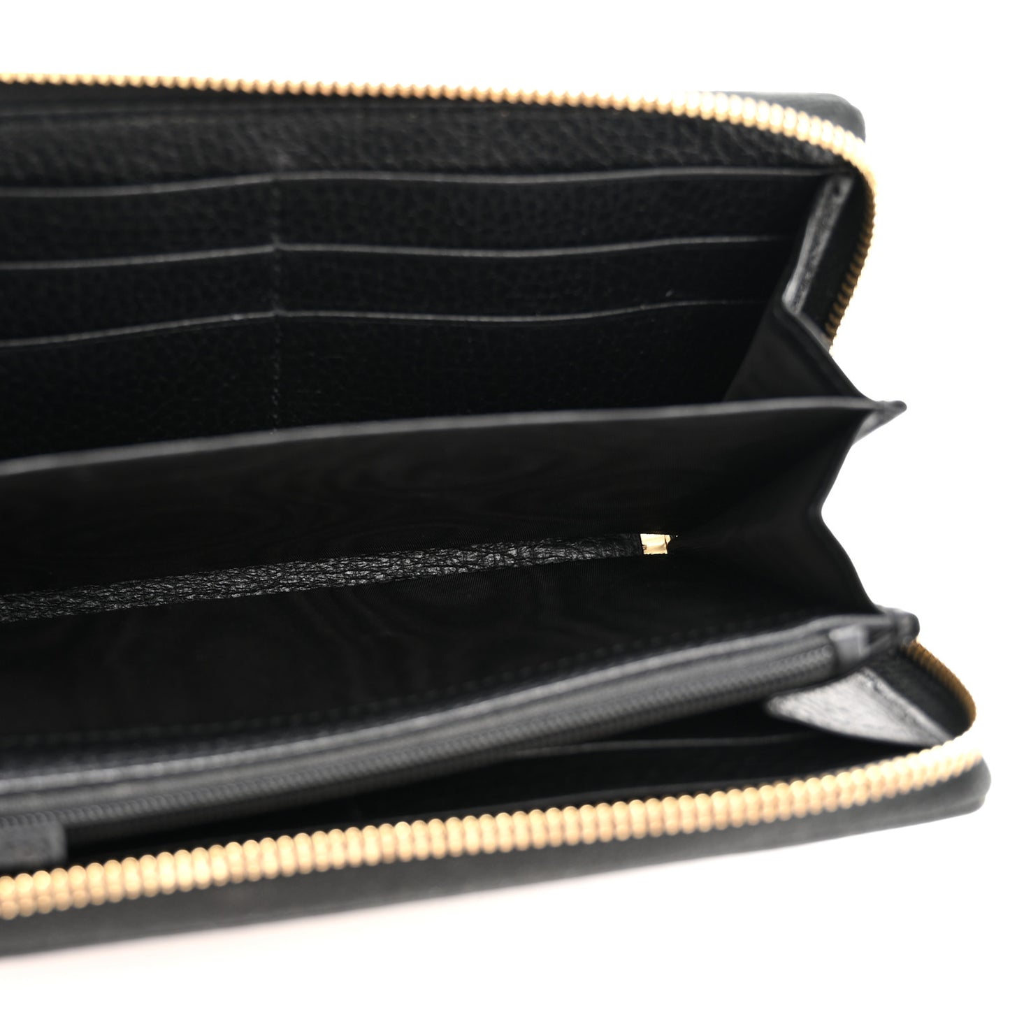 Dollar Calfskin GG Supreme Monogram GG Marmont Zip Around Wallet Black Beige Ebony