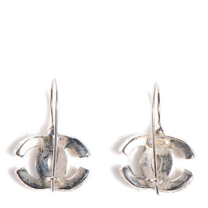 Chanel Textured CC Drop Earrings Silver 3 of 4