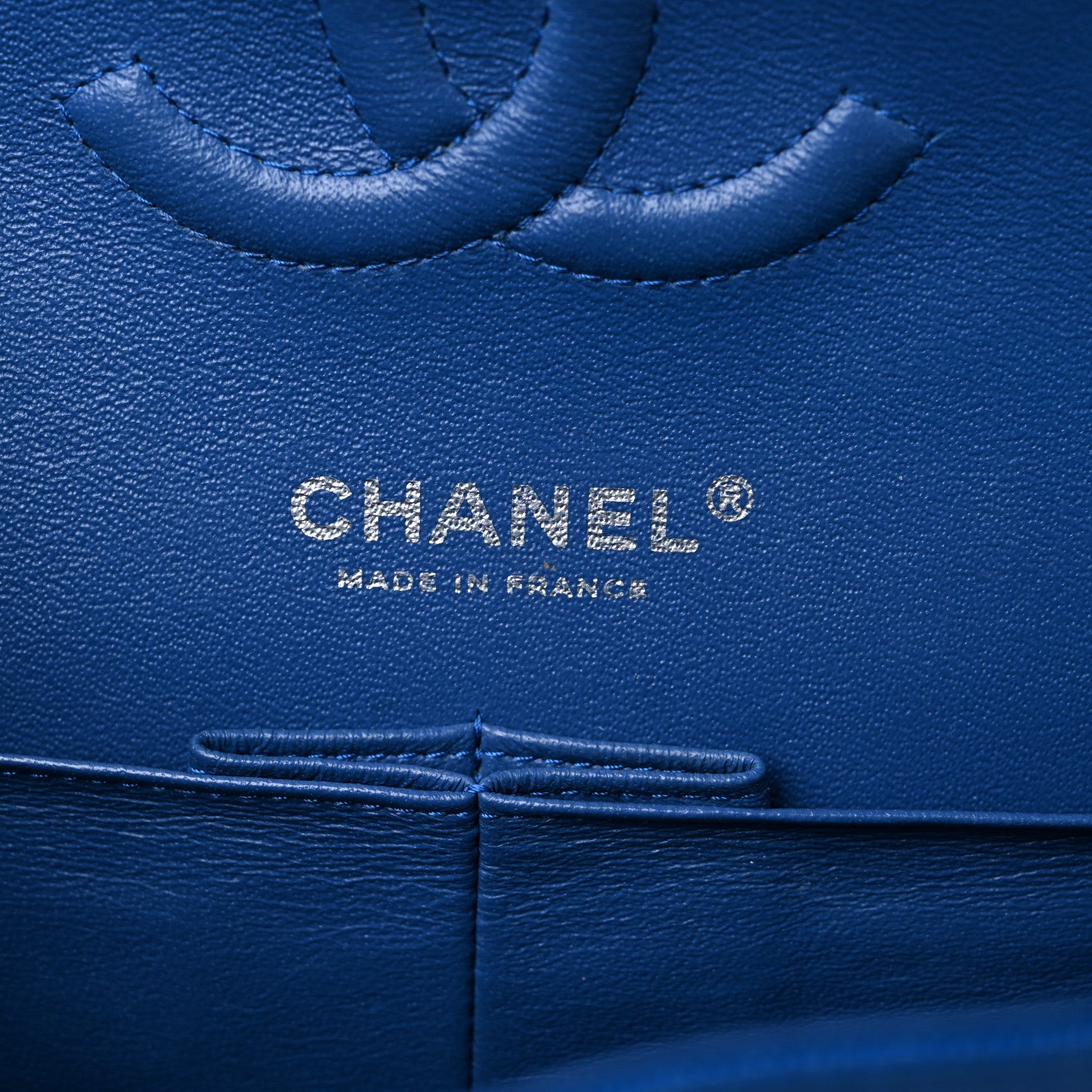 Chanel Caviar Chevron Quilted Medium Double Flap Blue 5 of 12