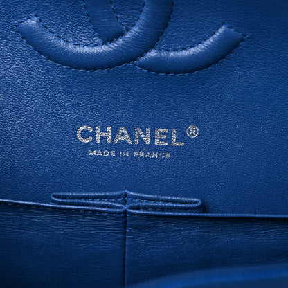 Chanel Caviar Chevron Quilted Medium Double Flap Blue 5 of 12