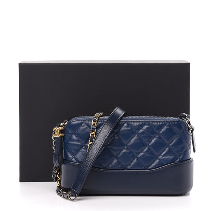 Chanel Aged Calfskin Quilted Small Gabrielle Clutch With Chain Navy Blue 14 of 14