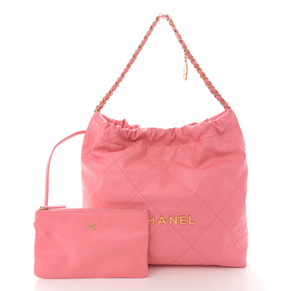 Chanel Shiny Calfskin Quilted Chanel 22 Coral Pink 3 of 11