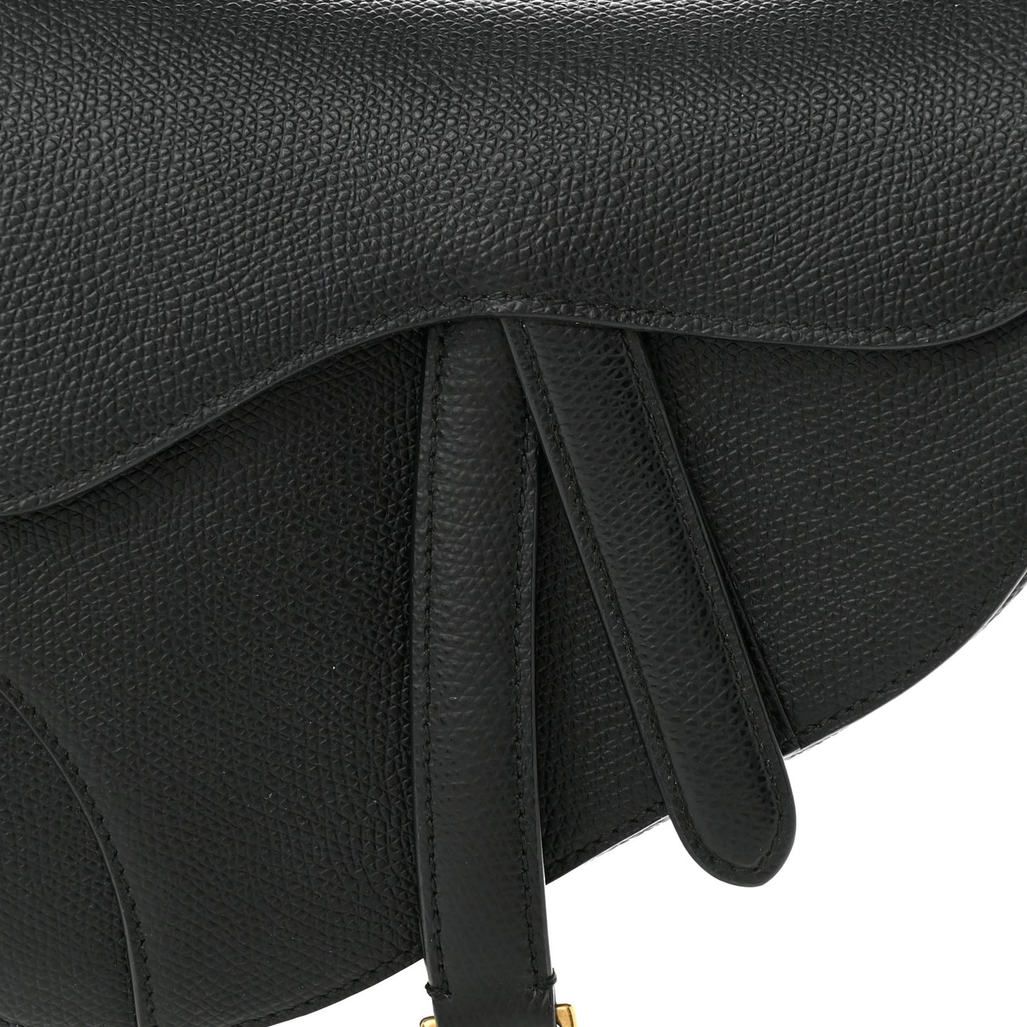 Grained Calfskin Mini Saddle Bag Black