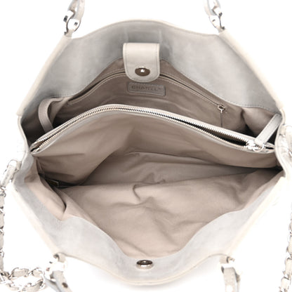 Chanel Iridescent Calfskin Diamond Stitched CC Shopping Tote Gris Clair 6 of 11