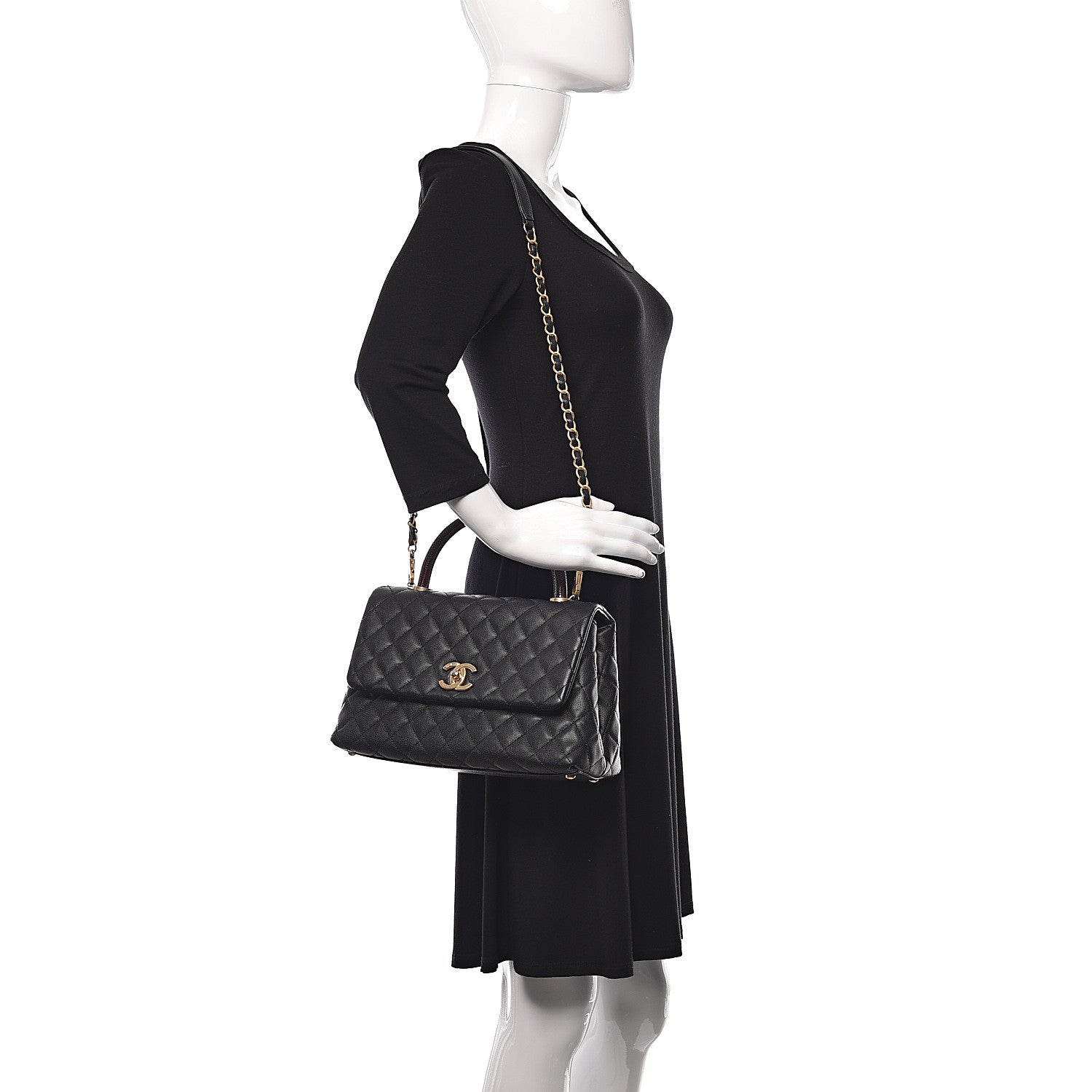 Chanel Caviar Lizard Quilted Small Coco Handle Flap Black 2 of 12
