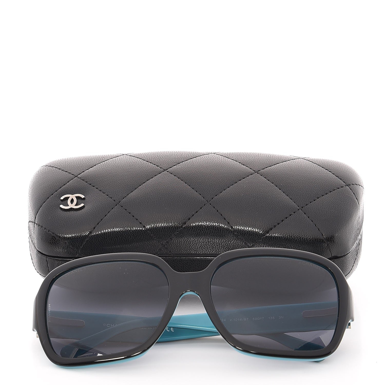 Chanel Quilted CC Sunglasses 5124 Black Turquoise 8 of 8