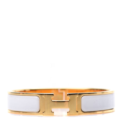 Hermes Enamel Narrow Clic Clac H Bracelet PM White 1 of 6