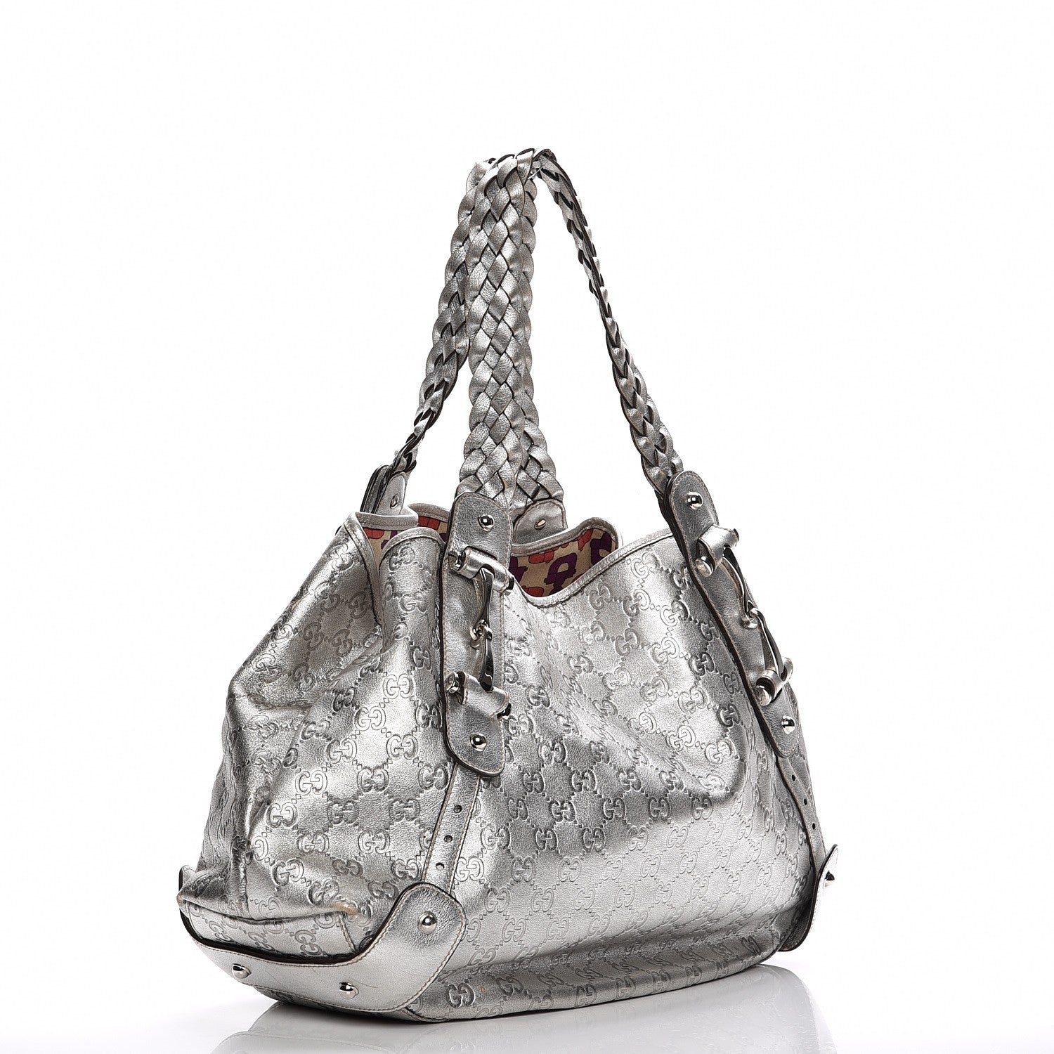Gucci Metallic Guccissima Medium Pelham Shoulder Bag Silver 3 of 7