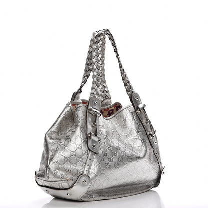 Gucci Metallic Guccissima Medium Pelham Shoulder Bag Silver 3 of 7