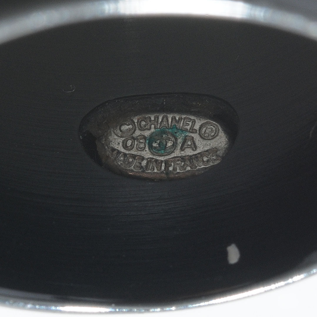 Resin Crystal CC Camellia Ring Black 6.5