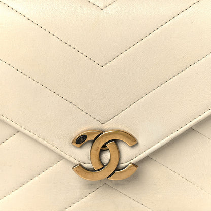 Chanel Lambskin Chevron Mini Coco Envelope Flap White 8 of 16