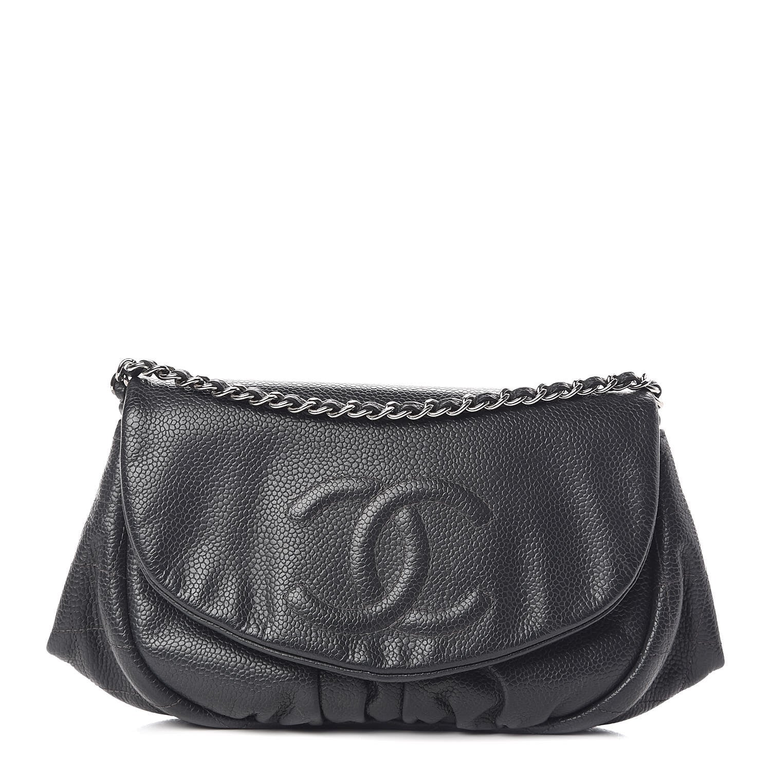 Chanel Caviar Half Moon Wallet On Chain WOC Grey 1 of 14