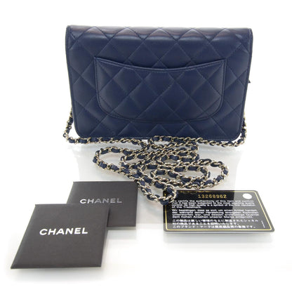 Chanel Lambskin Wallet On Chain WOC Navy 3 of 9