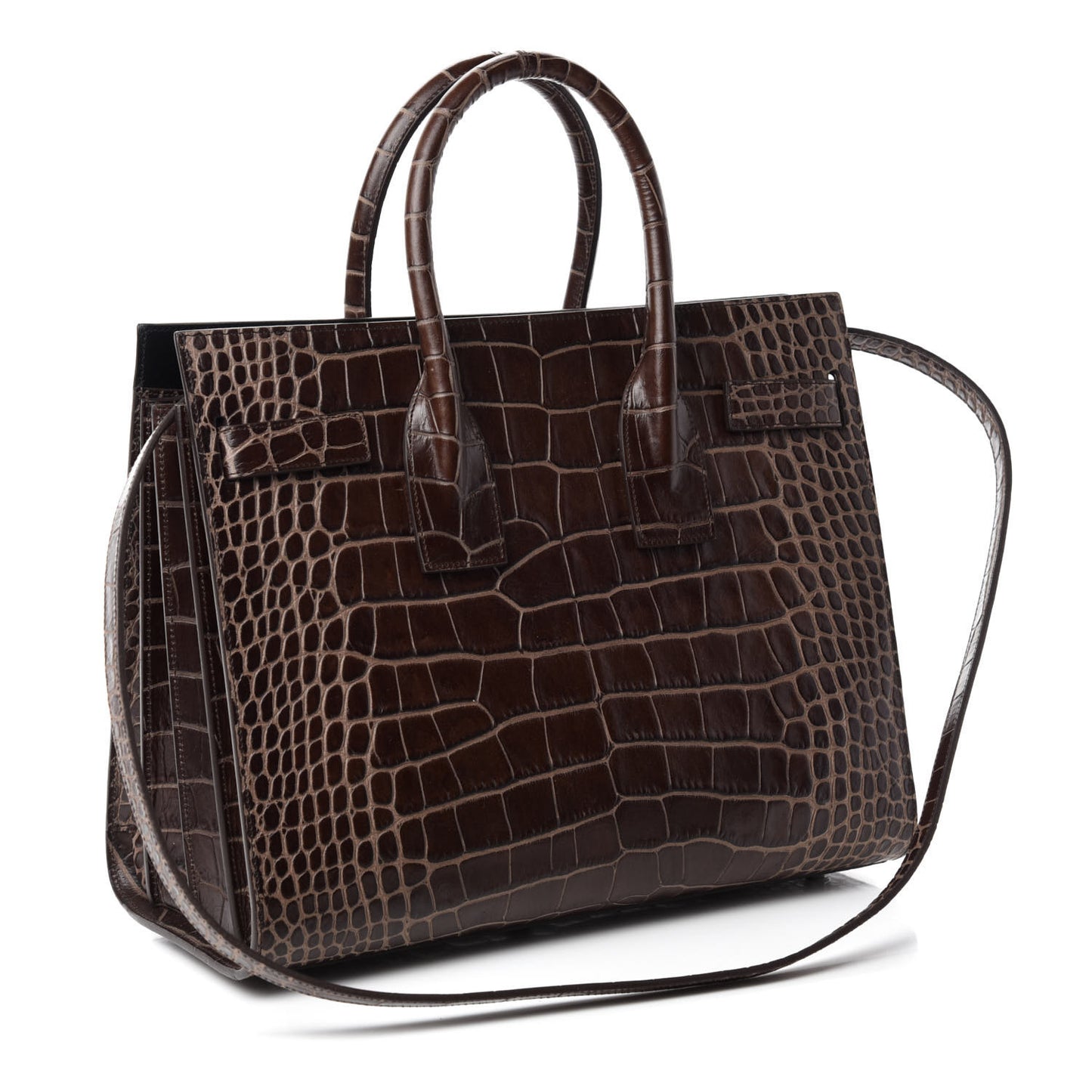 Calfskin Crocodile Embossed Small Sac De Jour Brown