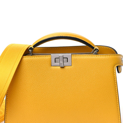Fendi Cuoio Romano Vitello Cover Bi-Color Peekaboo I See U X Cross Satchel  Sunflower Stone Mimosa 10 of 13