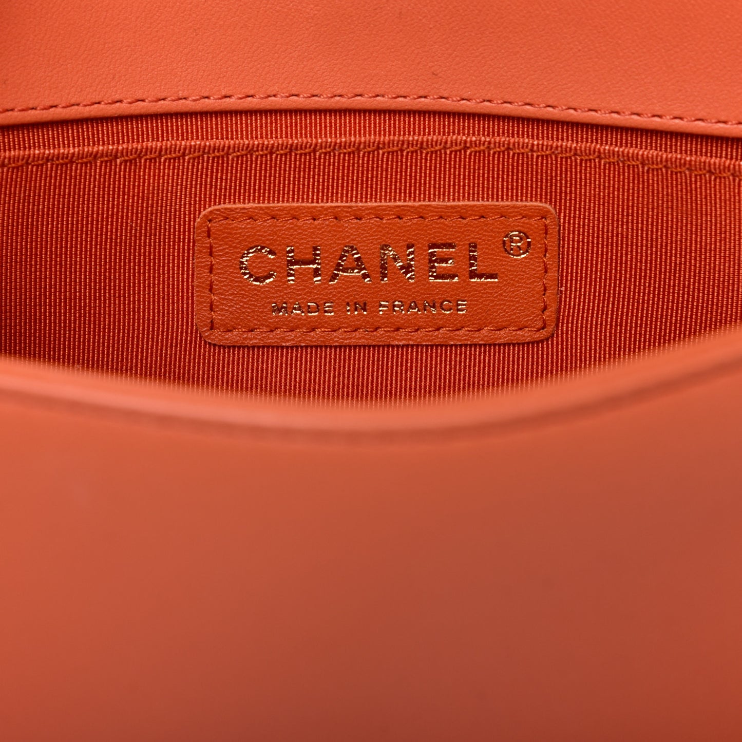 Lambskin Quilted Small Boy Flap Orange