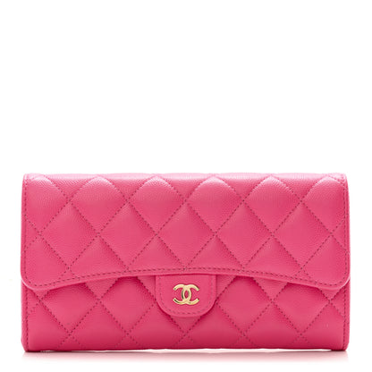 Chanel Caviar Quilted Large Gusset Flap Wallet Pink 1 of 9