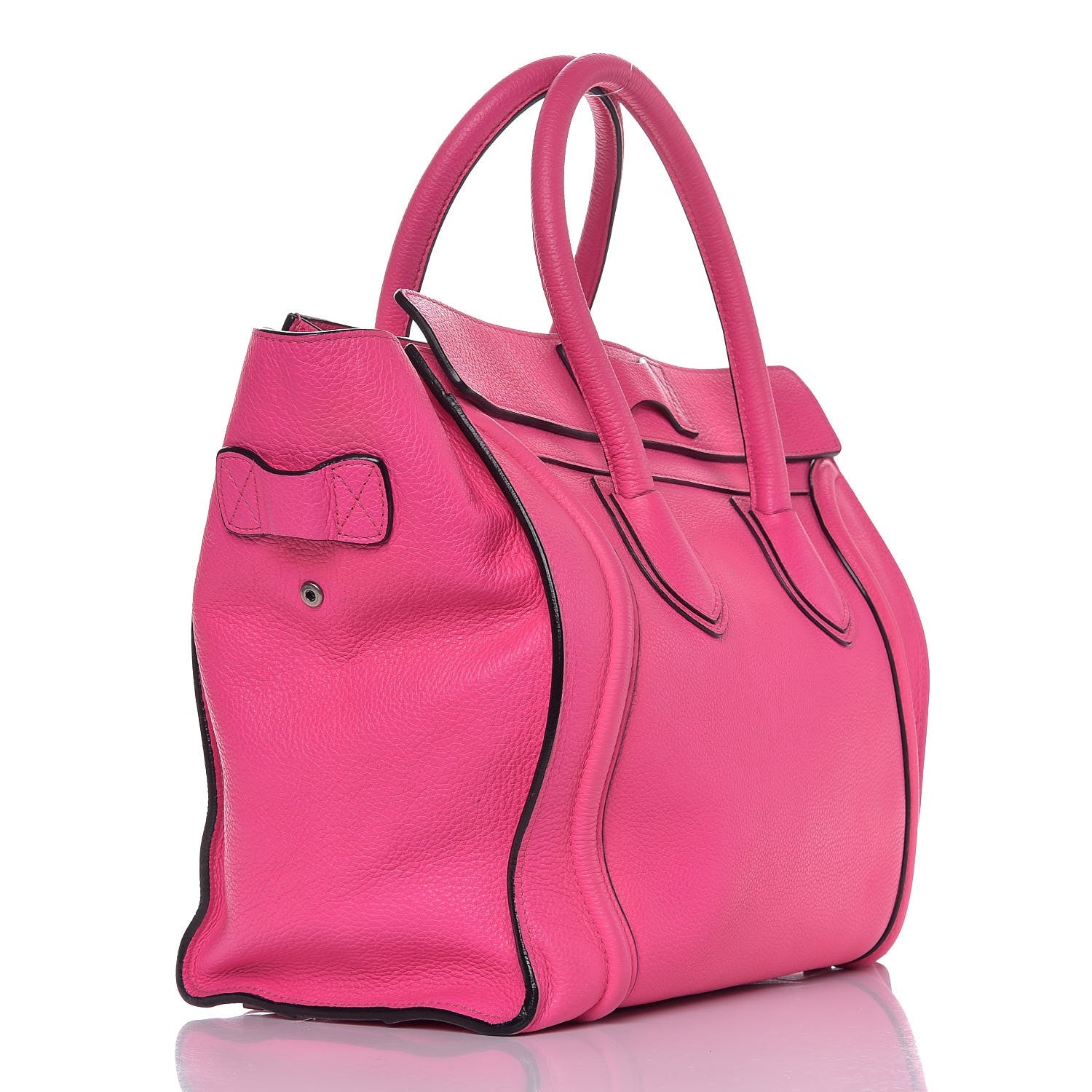 Celine Drummed Calfskin Mini Luggage Fluo Pink 3 of 13