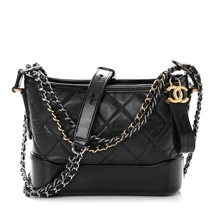 Chanel Aged Calfskin Quilted Small Gabrielle Hobo Black 1 of 11