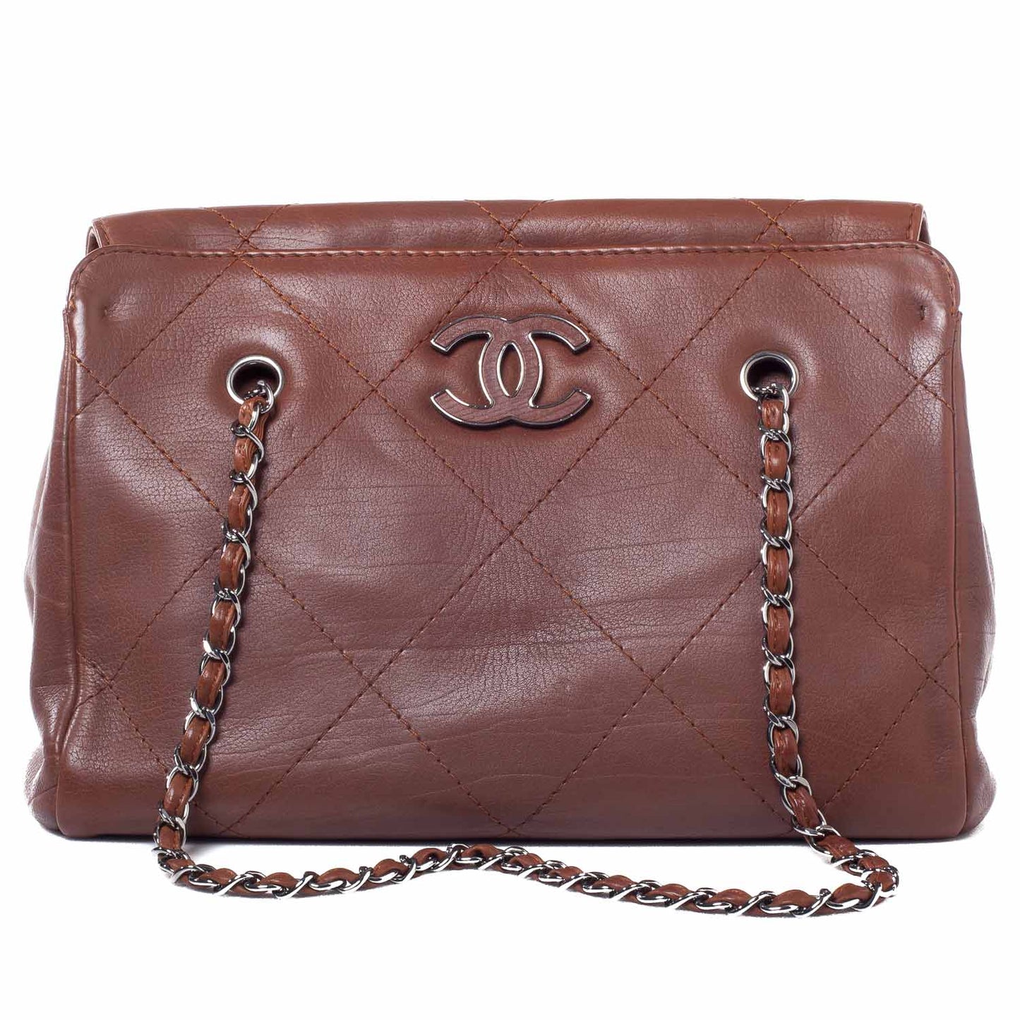 Calfskin Large Hamptons Shopping Tote Brown