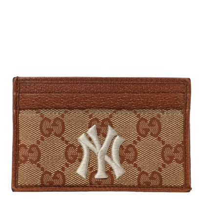 Gucci X MLB GG Monogram NY Yankees Card Holder Beige Ruggine Ivory 1 of 13