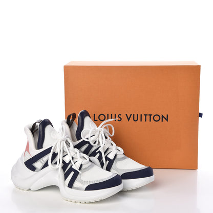 Louis Vuitton Calfskin Technical Nylon LV Archlight Sneakers 39 White Blue Pink 8 of 8