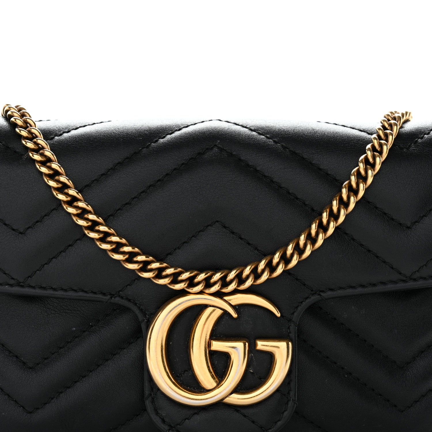 Gucci Calfskin Matelasse Super Mini GG Marmont Shoulder Bag Black 7 of 13