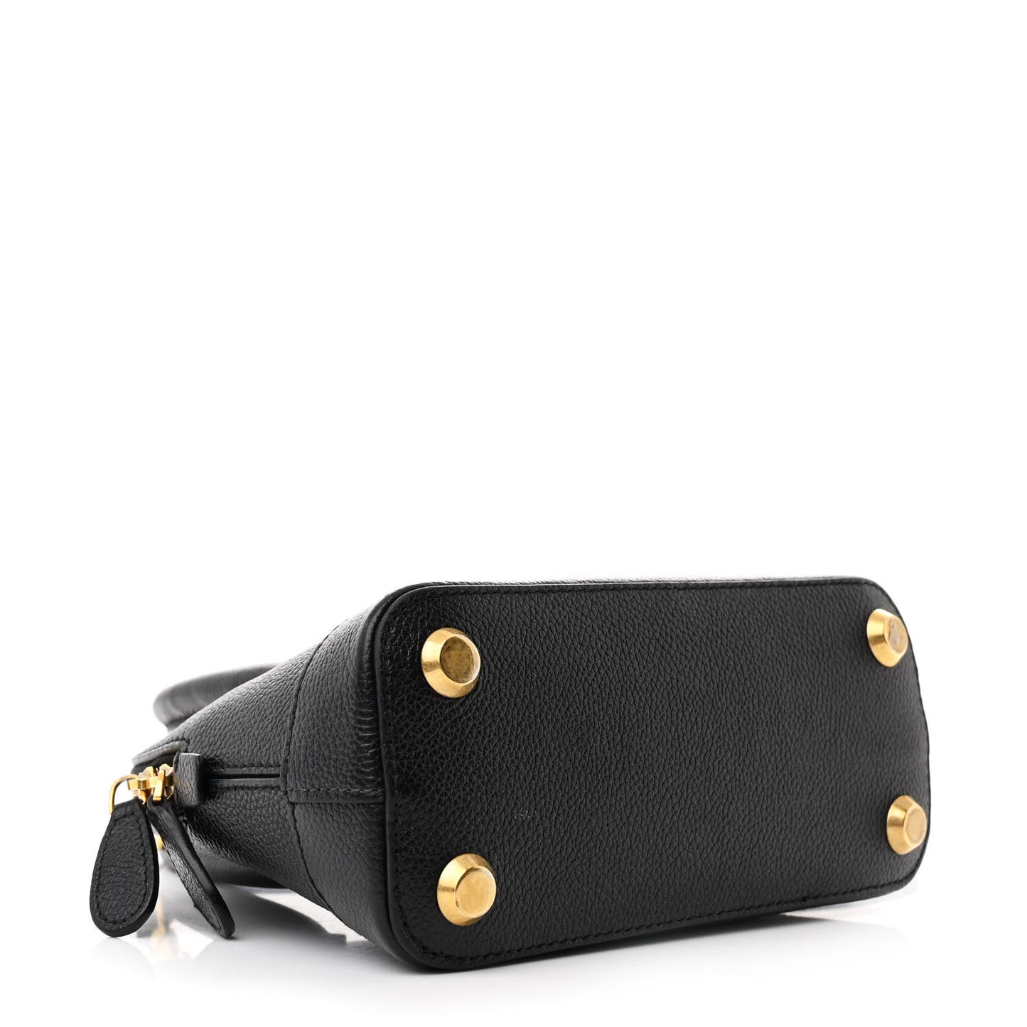 Signature Grained Calfskin XXS Ville Top Handle Bag Black White