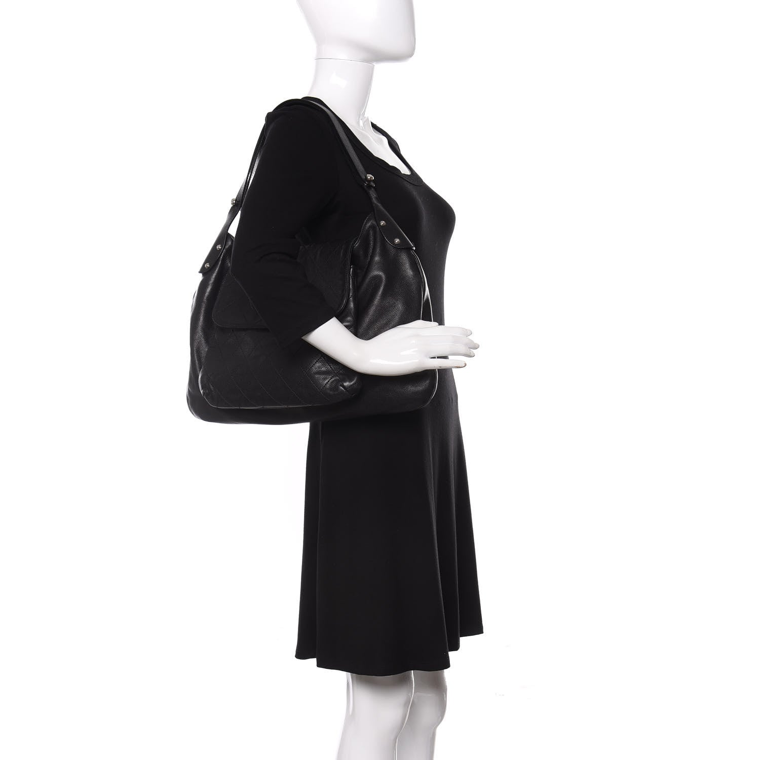 Chanel Caviar Stitched Pocket In The City Hobo Black 2 of 11