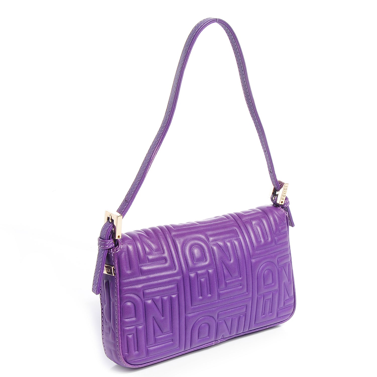 Fendi Nappa Logo Embossed Mini Baguette Purple 3 of 9