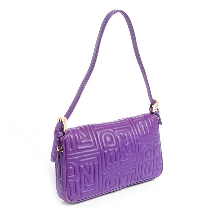 Fendi Nappa Logo Embossed Mini Baguette Purple 3 of 9