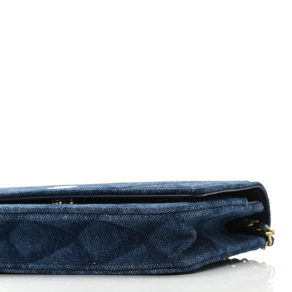 Chanel Denim Printed Wallet On Chain WOC Dark Blue 10 of 11