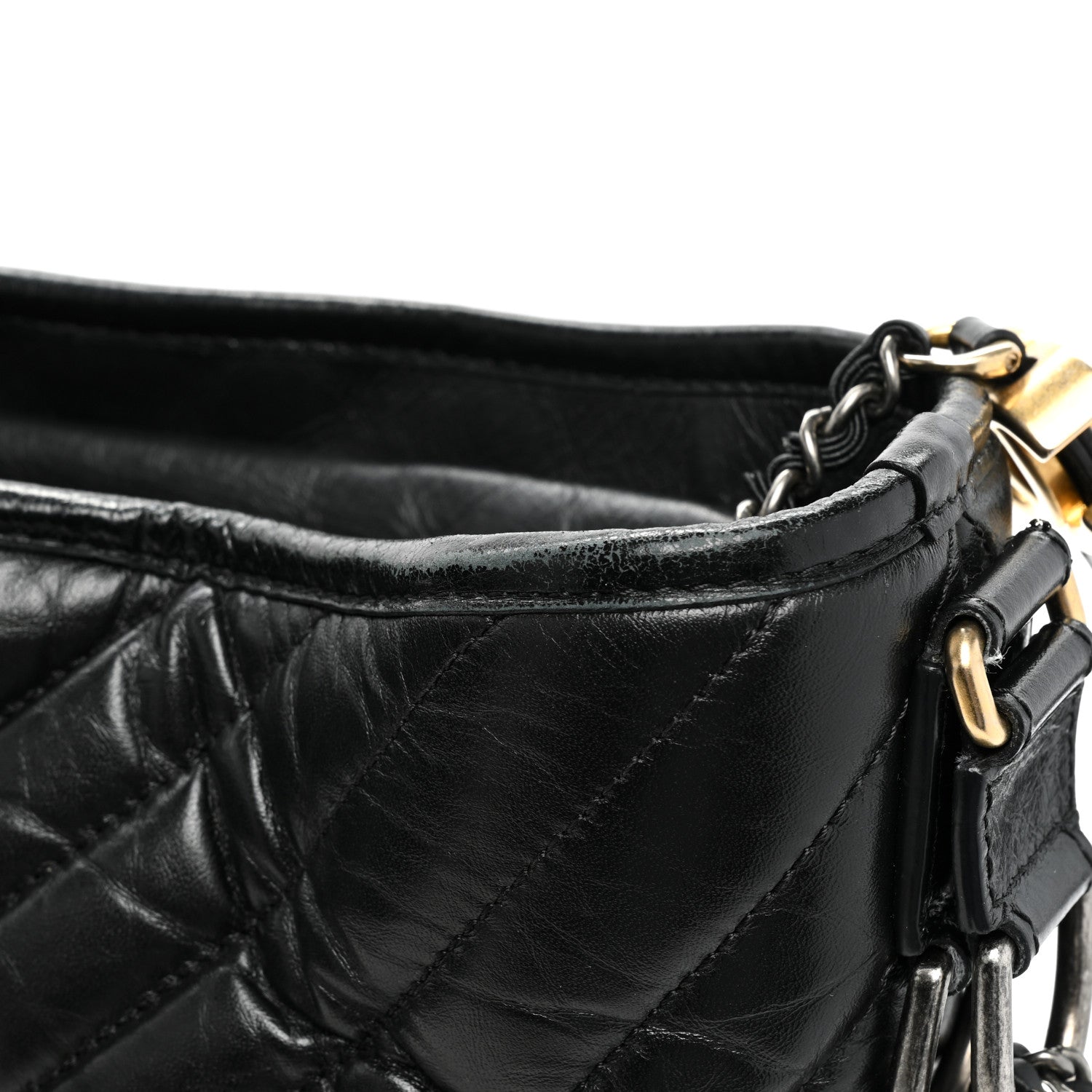 Chanel Aged Calfskin Chevron Quilted Large Gabrielle Hobo Black 13 of 18