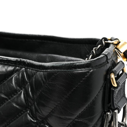 Chanel Aged Calfskin Chevron Quilted Large Gabrielle Hobo Black 13 of 18