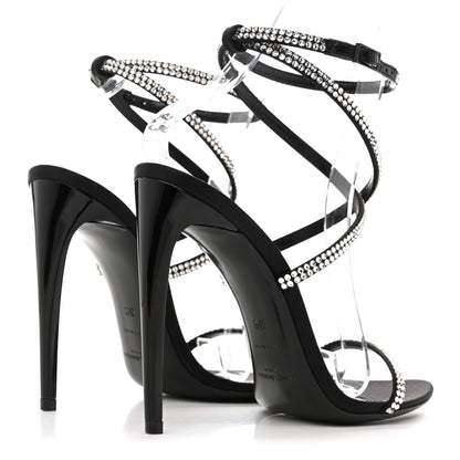 Saint Laurent Crepe Satin Crystal Satine 110 Sandals 36 Black 5 of 9