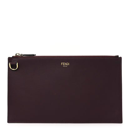 Fendi Vitello Seta Medium Flat Pouch Granata 1 of 9