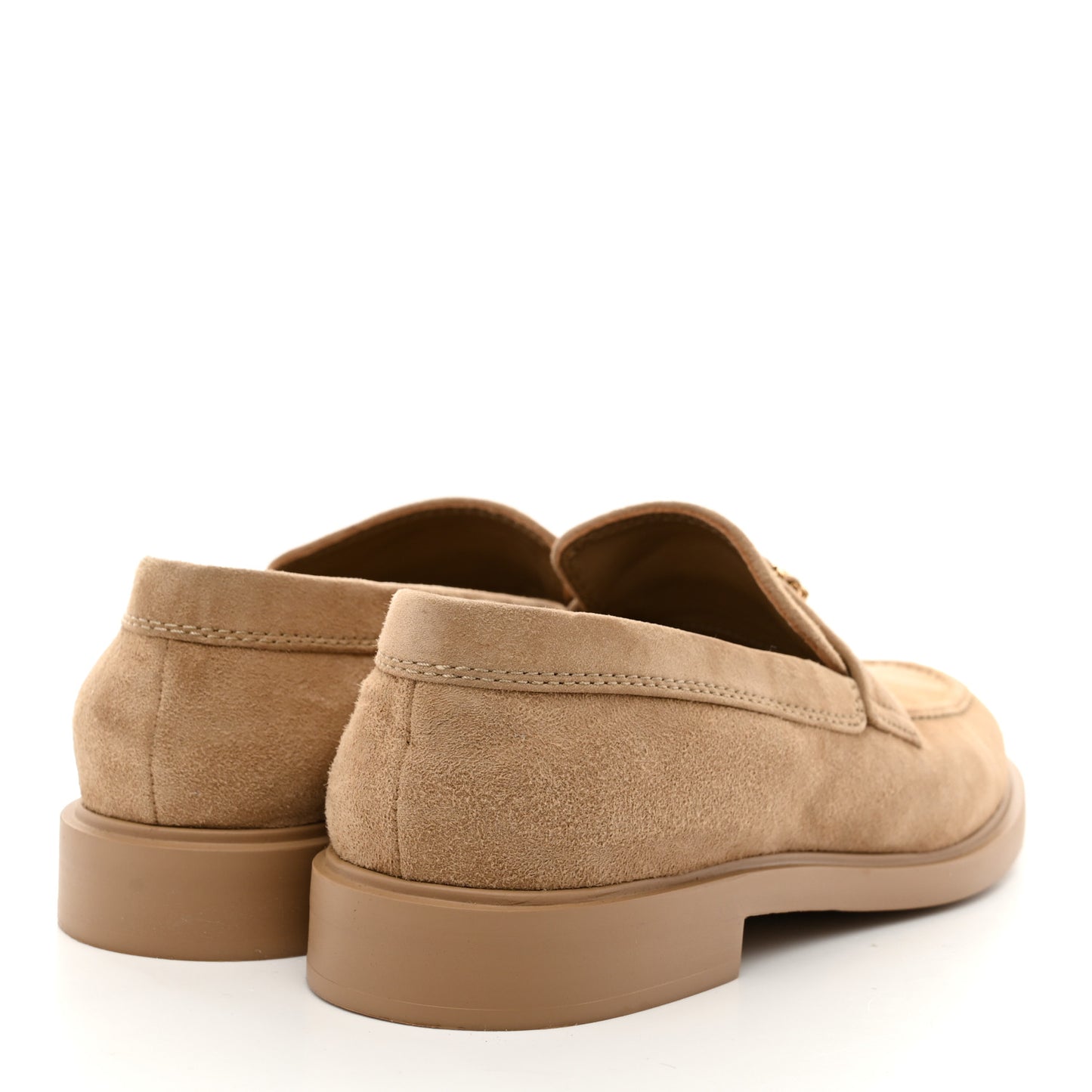 Suede Kidskin Crystal CC Loafers 38 Dark Beige