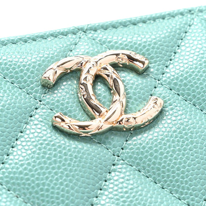 Chanel Caviar Quilted Zip Around Coin Purse Wallet Light Green 8 of 8