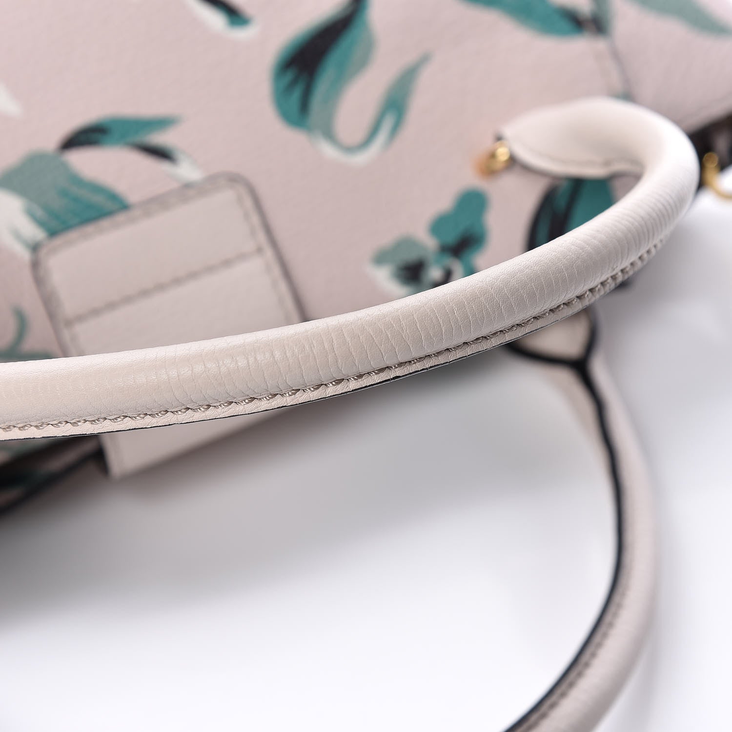 Burberry Soft Grain Calfskin Floral Print Medium Buckle Tote Natural Emerald Green 9 of 11