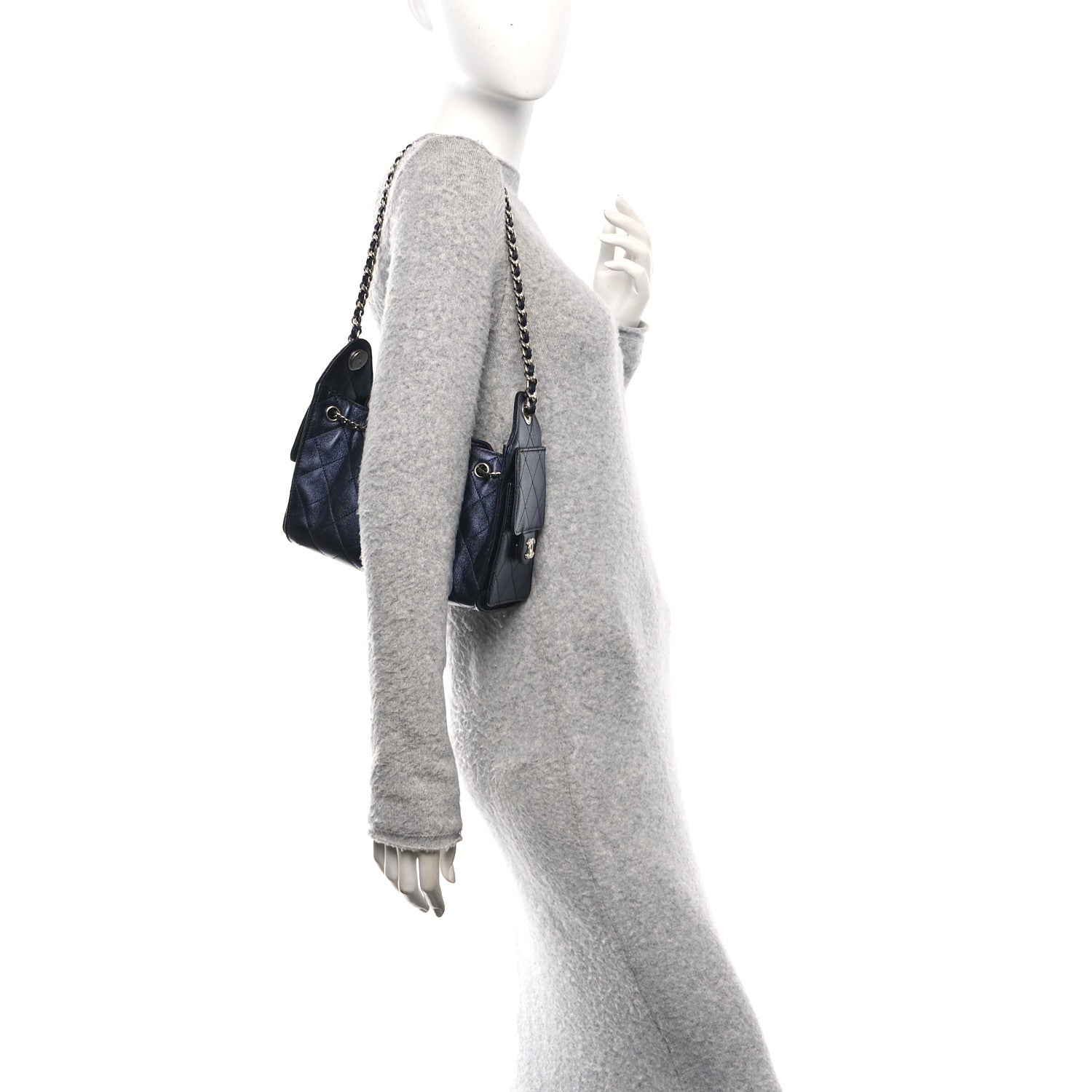 Chanel Metallic Caviar Quilted Mini Chanel 25 Handbag Dark Blue 2 of 11