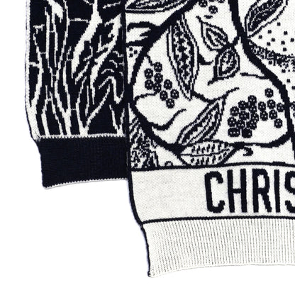 Christian Dior Wool Toile De Jouy Sauvage Scarf Black White 3 of 4