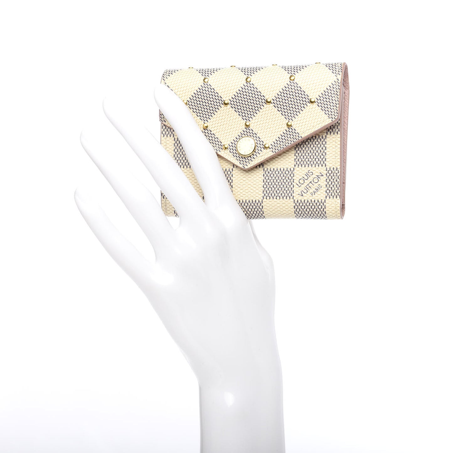 Damier Azur Studded Zoe Wallet Rose Ballerine