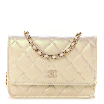 Chanel Iridescent Lambskin Quilted Mini Wallet On Chain WOC Ivory 1 of 9