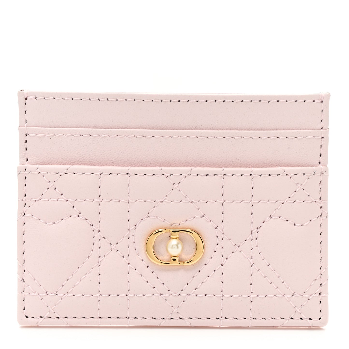 Lambskin Pearl Cannage Dioramour Jolie Freesia Card Holder Rose des Vents