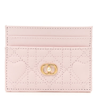 Christian Dior Lambskin Pearl Cannage Dioramour Jolie Freesia Card Holder Rose des Vents 1 of 7