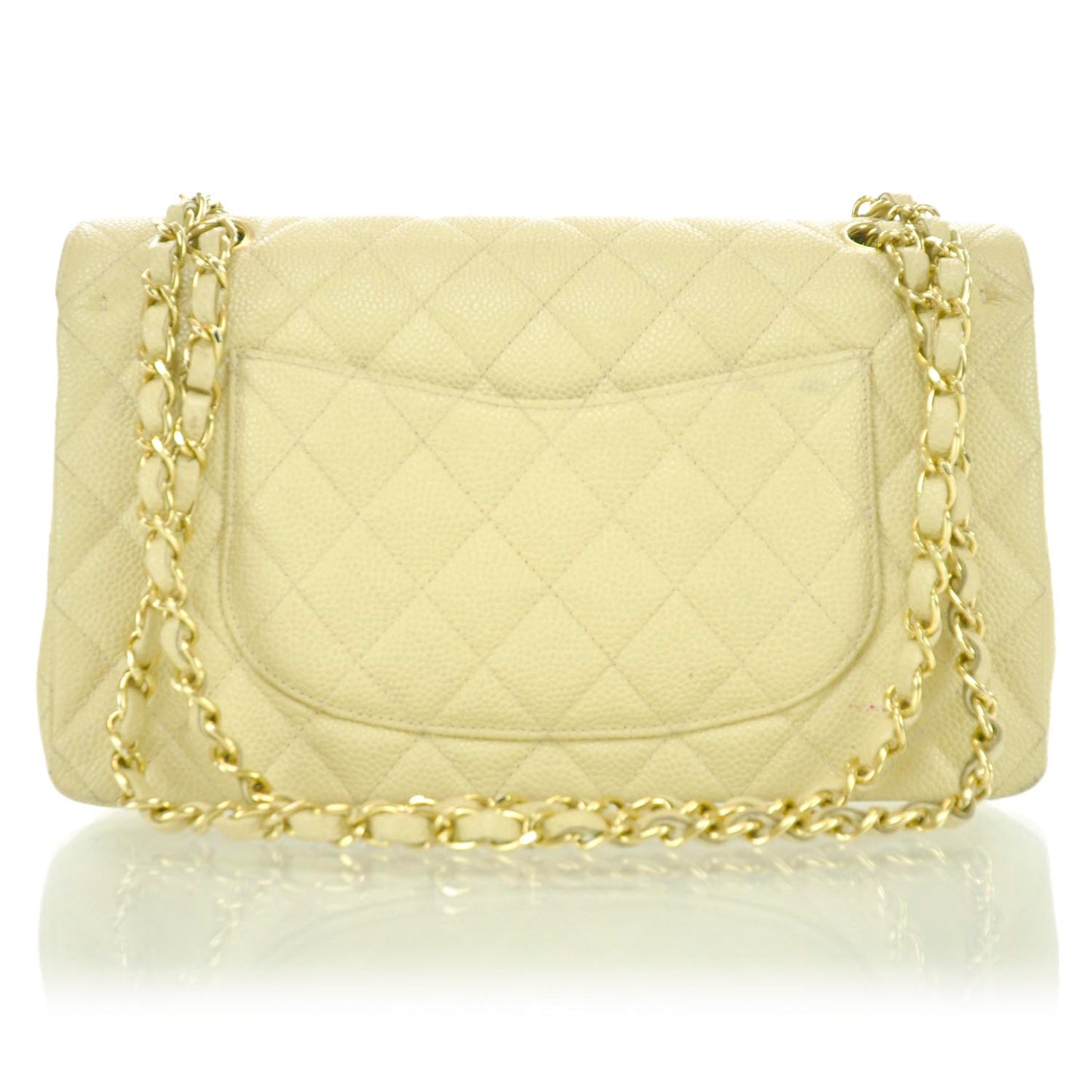 Caviar Quilted Medium Double Flap Beige
