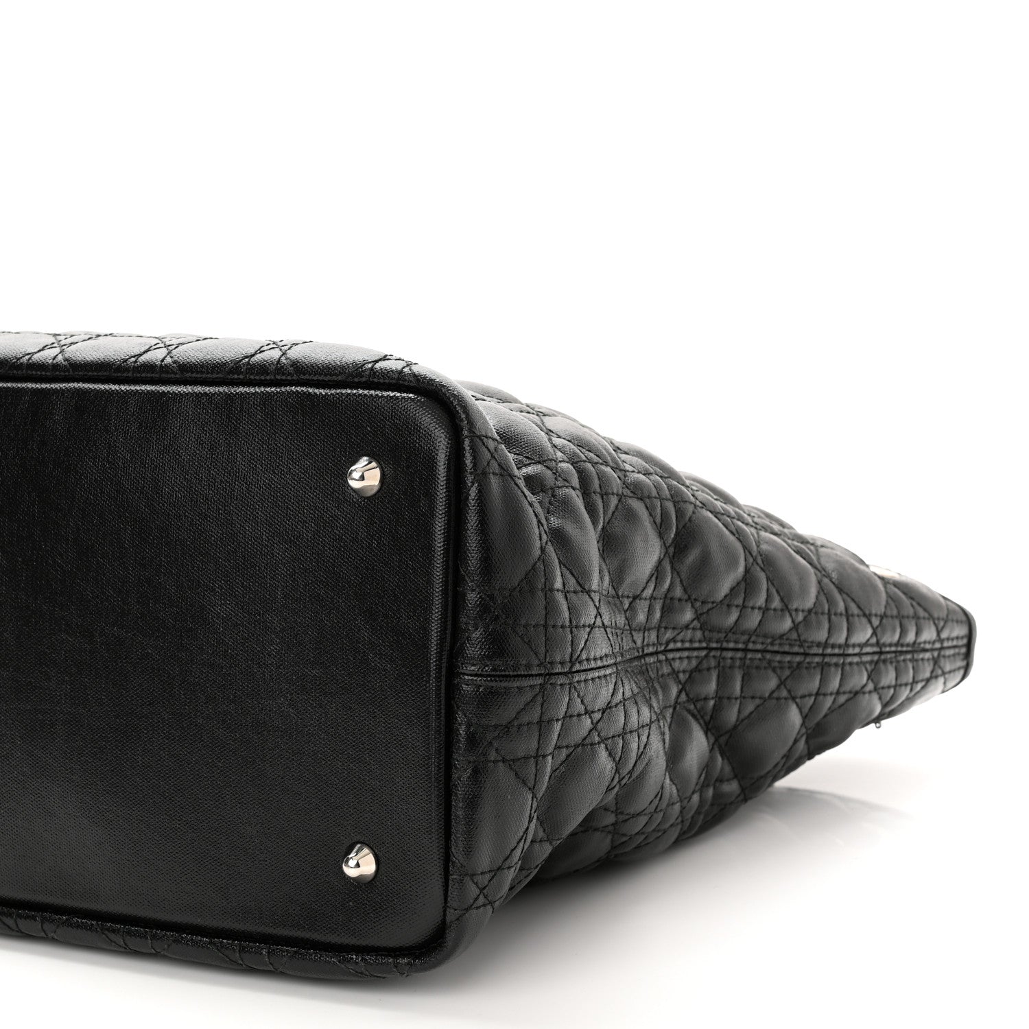 Christian Dior Coated Canvas Cannage Medium Panarea Tote Black 10 of 13