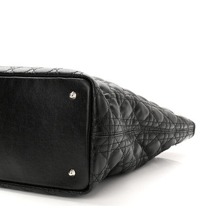 Christian Dior Coated Canvas Cannage Medium Panarea Tote Black 10 of 13