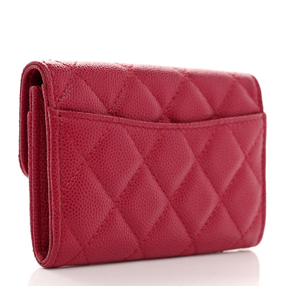Chanel Caviar Quilted Flap Card Holder Wallet Dark Pink 3 of 8